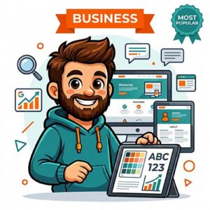 Business website design package by The Beard Guy with multi-page mockup and design tools