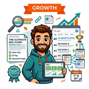 Professional SEO services growth plan by The Beard Guy with link building network and ranking dashboard