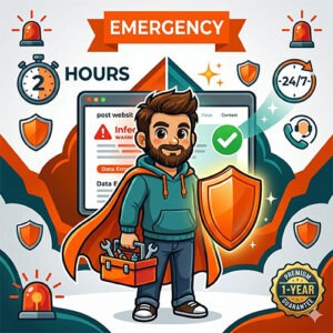 WordPress malware removal emergency rescue package by The Beard Guy with 24/7 priority response and security monitoring