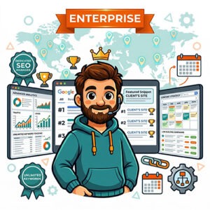 Professional SEO services enterprise plan by The Beard Guy with dedicated manager and dominant Google rankings dashboard