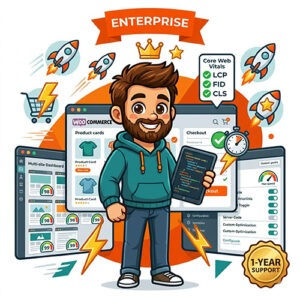 WordPress speed optimization Enterprise plan by The Beard Guy with WooCommerce store and multi-site dashboard